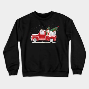 Womens Samoyed Christmas Red Truck Pick Up Tree Crewneck Sweatshirt